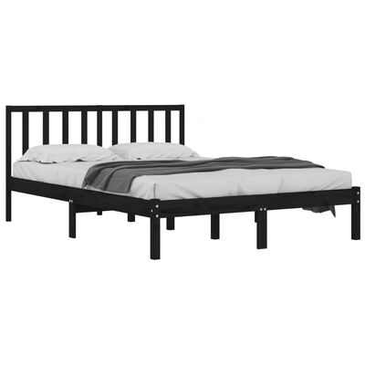 vidaXL Cadre de lit sans matelas noir bois massif de pin 200x200 cm