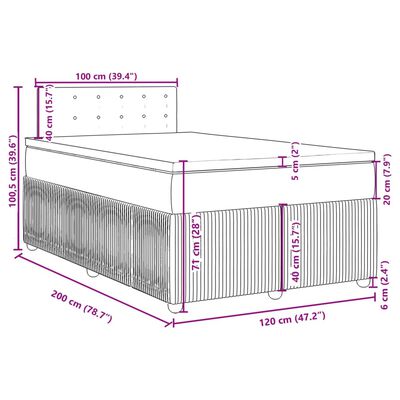 vidaXL Sommier à lattes de lit avec matelas Crème 120x200 cm Tissu