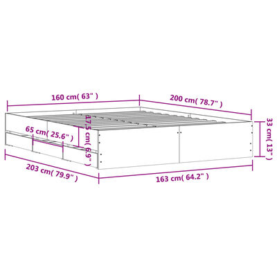 vidaXL Cadre de lit avec tiroirs sans matelas blanc 160x200 cm