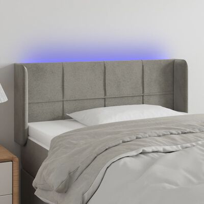 vidaXL Tête de lit à LED Gris clair 103x16x78/88 cm Velours