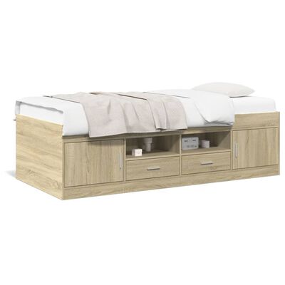 vidaXL Lit de jour avec tiroirs sans matelas chêne sonoma 75x190 cm