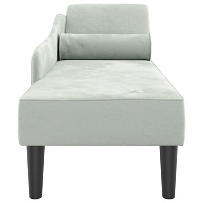 vidaXL Chaise longue avec coussins gris clair velours