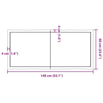 vidaXL Dessus de table bois massif non traité bordure assortie