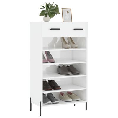 vidaXL Armoire à chaussure Blanc brillant 60x35x105 cm Bois ingénierie