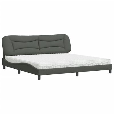 vidaXL Lit avec matelas gris foncé 200x200 cm tissu