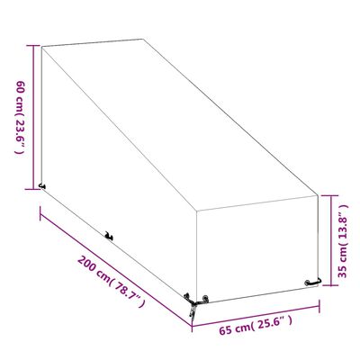 vidaXL Housse de chaise longue 12 œillets 200x65x35/60 cm polyéthylène