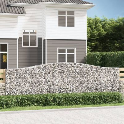 vidaXL Paniers à gabions arqués 3 pcs 400x30x120/140 cm Fer galvanisé