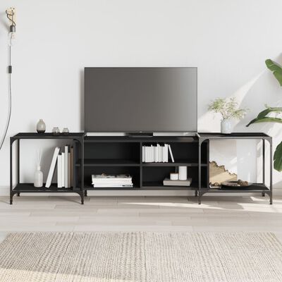 vidaXL Meuble TV noir 203x37x50 cm bois d'ingénierie