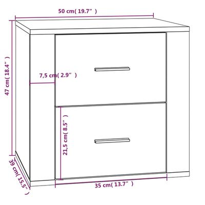 vidaXL Table de chevet Sonoma gris 50x39x47 cm