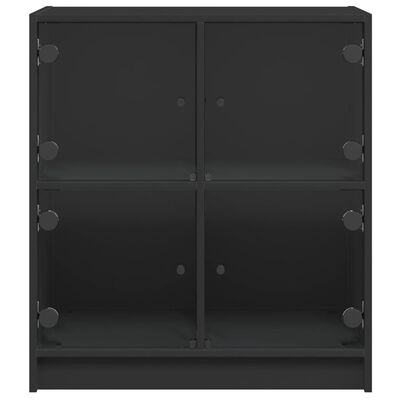 vidaXL Armoire latérale avec portes en verre noir 68x37x75,5 cm