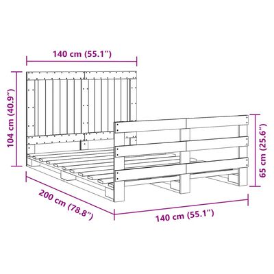 vidaXL Cadre de lit avec tête de lit 140x200 cm bois de pin massif