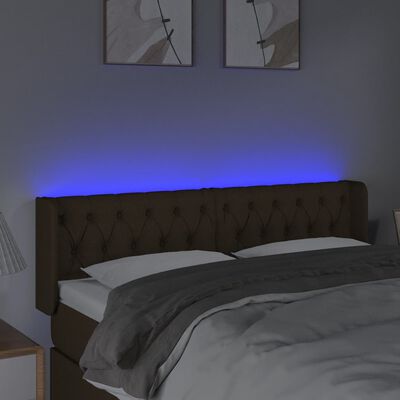 vidaXL Tête de lit à LED Marron foncé 147x16x78/88 cm Tissu