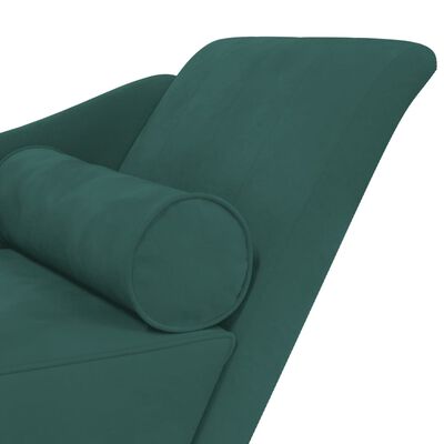 vidaXL Chaise longue avec coussins vert foncé velours