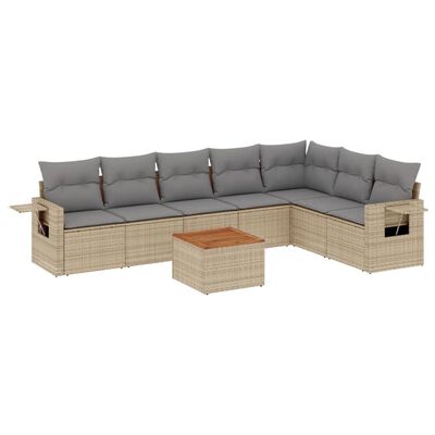 vidaXL Salon de jardin avec coussins 8pcs mélange beige résine tressée