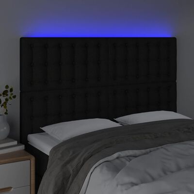 vidaXL Tête de lit à LED Noir 144x5x118/128 cm Tissu