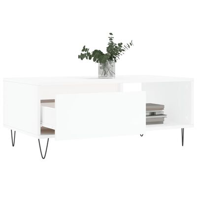 vidaXL Table basse Blanc 90x50x36,5 cm Bois d'ingénierie