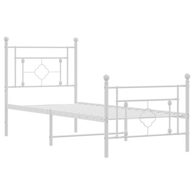 vidaXL Cadre de lit métal sans matelas avec pied de lit blanc 75x190cm