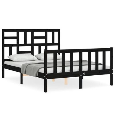 vidaXL Cadre de lit sans matelas noir bois de pin massif