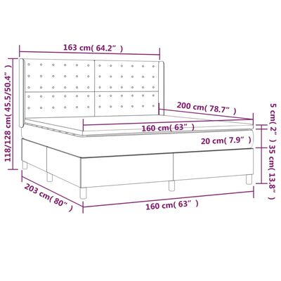 vidaXL Sommier à lattes de lit avec matelas Crème 160x200 cm Tissu