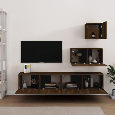 vidaXL Ensemble de meubles TV 4 pcs Chêne marron Bois d'ingénierie