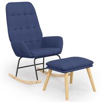 vidaXL Chaise à bascule avec repose-pied Bleu Tissu