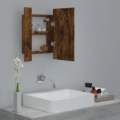 vidaXL Armoire à miroir LED de salle de bain chêne fumé 40x12x45 cm