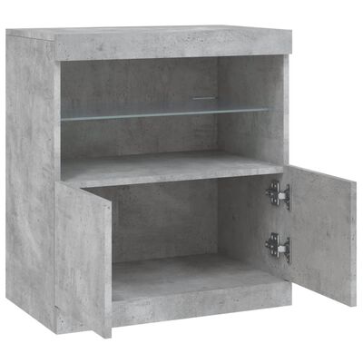 vidaXL Buffet avec lumières LED gris béton 60x37x67 cm