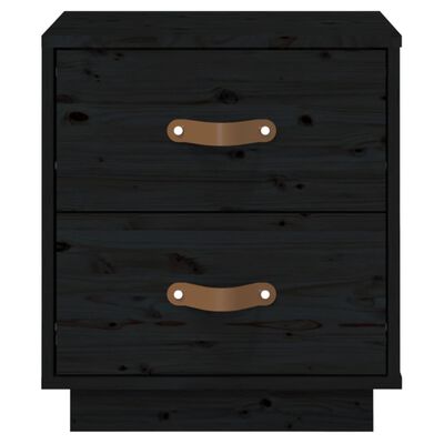 vidaXL Table de chevet Noir 40x34x45 cm Bois de pin massif