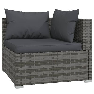 vidaXL Salon de jardin 8 pcs avec coussins Résine tressée Gris