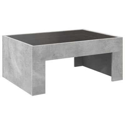 vidaXL Table basse avec LED infini gris béton 70x50x30 cm