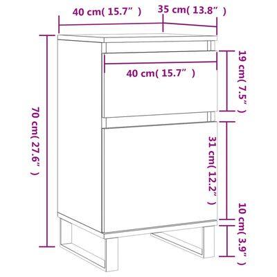 vidaXL Buffet sonoma gris 40x35x70 cm bois d'ingénierie