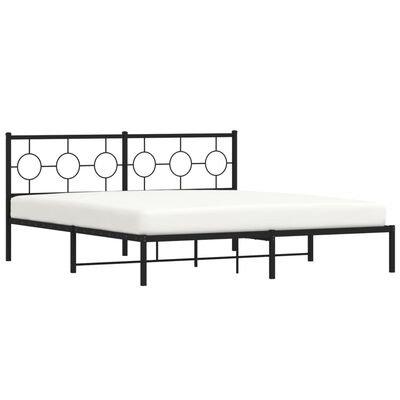 vidaXL Cadre de lit métal sans matelas et tête de lit noir 180x200 cm