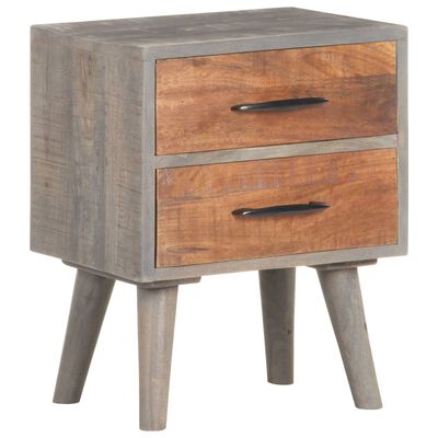 vidaXL Table de chevet Gris 40x30x50 cm Bois massif de manguier brut