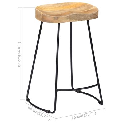 vidaXL Tabourets de bar Gavin lot de 2 bois de manguier massif