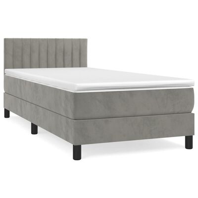 vidaXL Sommier à lattes de lit et matelas Gris clair 80x200 cm Velours