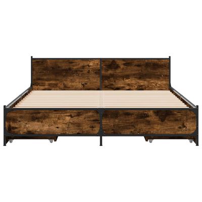 vidaXL Cadre de lit avec tiroirs sans matelas chêne fumé 140x190 cm