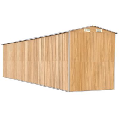 vidaXL Abri de jardin Marron clair 192x855x223 cm Acier galvanisé