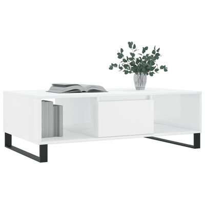 vidaXL Table basse blanc brillant 104x60x35 cm bois d'ingénierie