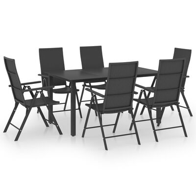 vidaXL Ensemble à manger de jardin 7 pcs noir