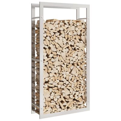 vidaXL Portant de bois de chauffage 80x28x154 cm acier inoxydable