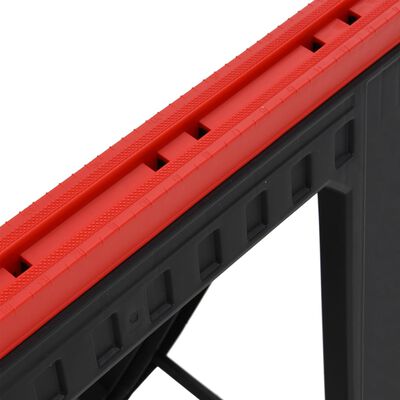 vidaXL Tréteaux de travail pliables 2 pcs PP Noir et rouge 350 kg