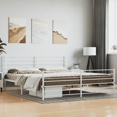 vidaXL Cadre de lit métal sans matelas et pied de lit blanc 180x200 cm