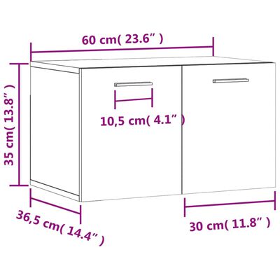 vidaXL Armoire murale Chêne fumé 60x36,5x35 cm Bois d'ingénierie