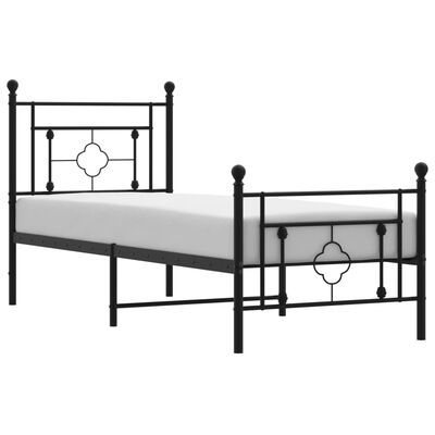 vidaXL Cadre de lit métal sans matelas avec pied de lit noir 75x190 cm