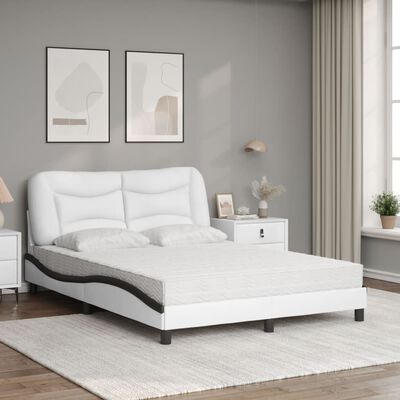 vidaXL Lit avec matelas blanc et noir 120x200 cm similicuir