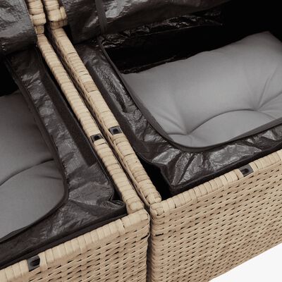 vidaXL Salon de jardin avec coussins 5pcs mélange beige résine tressée