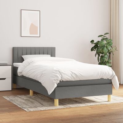 vidaXL Sommier à lattes de lit avec matelas Gris foncé 80x200 cm Tissu