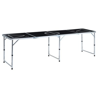 vidaXL Table de bière-pong pliable 240 cm Noir