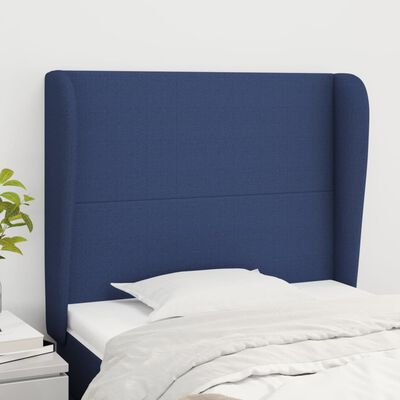 vidaXL Tête de lit avec oreilles Bleu 83x23x118/128 cm Tissu