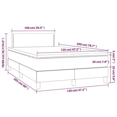 vidaXL Sommier à lattes de lit avec matelas Gris 120x200 cm Similicuir